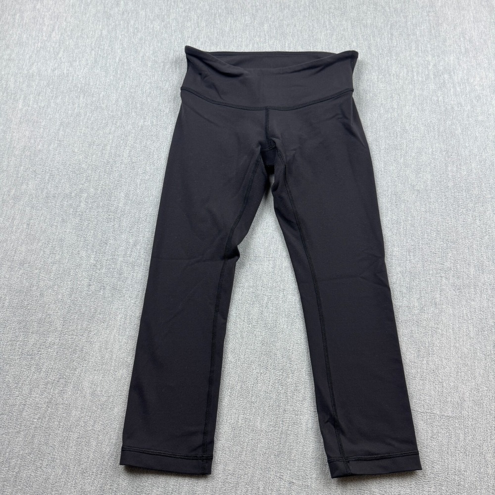 Lululemon Leggings Women 4 Black Stretch Crop Capri 22" Athleisure Yoga Gym Pant